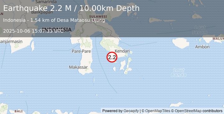 Earthquake Sulawesi, Indonesia (2.2 M) (2025-10-06 15:07:33 UTC)