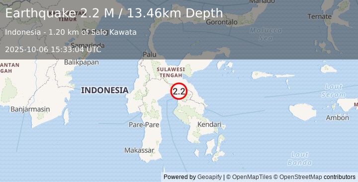 Earthquake Sulawesi, Indonesia (2.2 M) (2025-10-06 15:33:04 UTC)