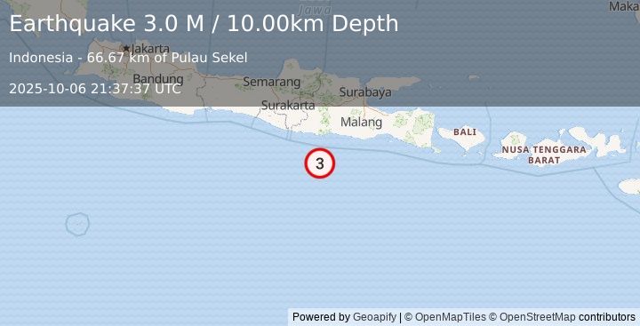 Earthquake Java, Indonesia (3.0 M) (2025-10-06 21:37:37 UTC)
