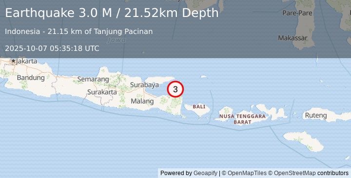 Earthquake Bali Sea (3.0 M) (2025-10-07 05:35:18 UTC)