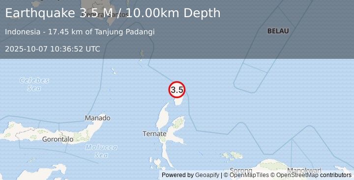 Earthquake Halmahera, Indonesia (3.5 M) (2025-10-07 10:36:52 UTC)