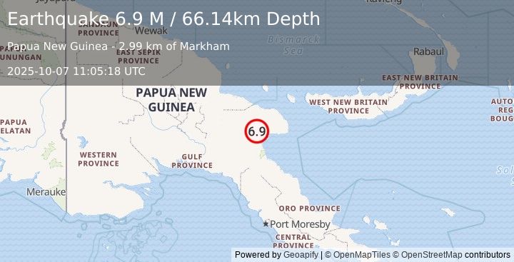 Earthquake Papua New Guinea Region (6.6 M) (2025-10-07 11:05:19 UTC)