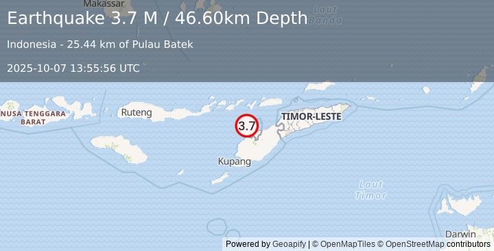Earthquake Timor Region (3.7 M) (2025-10-07 13:55:56 UTC)