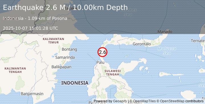 Earthquake Minahassa Peninsula, Sulawesi (2.6 M) (2025-10-07 15:01:28 UTC)