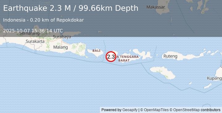 Earthquake Sumbawa Region, Indonesia (2.3 M) (2025-10-07 15:36:14 UTC)