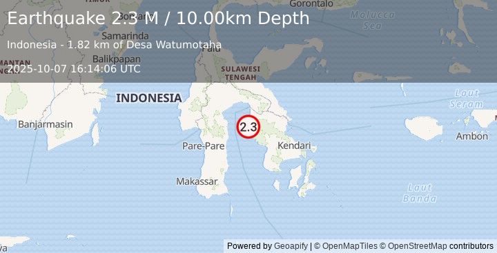 Earthquake Sulawesi, Indonesia (2.3 M) (2025-10-07 16:14:06 UTC)