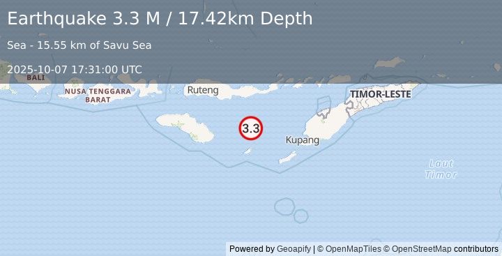 Earthquake Savu Sea (3.3 M) (2025-10-07 17:31:00 UTC)