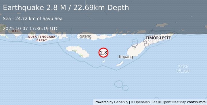 Earthquake Savu Sea (2.8 M) (2025-10-07 17:36:19 UTC)
