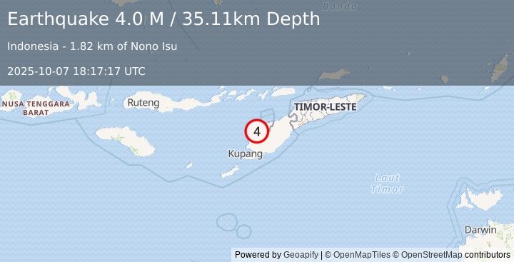 Earthquake Timor Region (4.1 M) (2025-10-07 18:17:17 UTC)