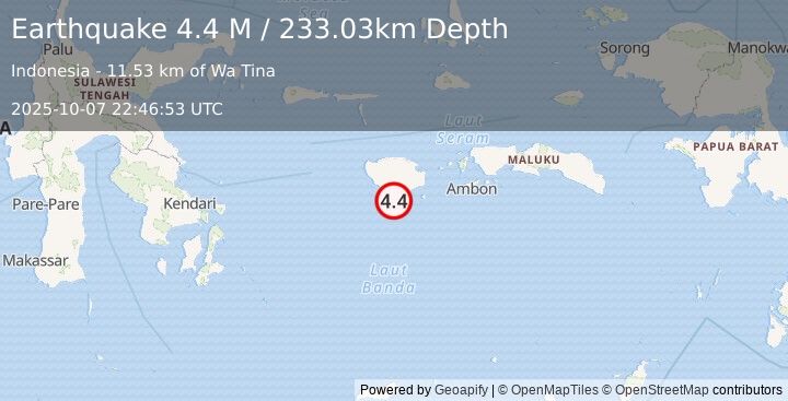 Earthquake Banda Sea (4.4 M) (2025-10-07 22:46:52 UTC)