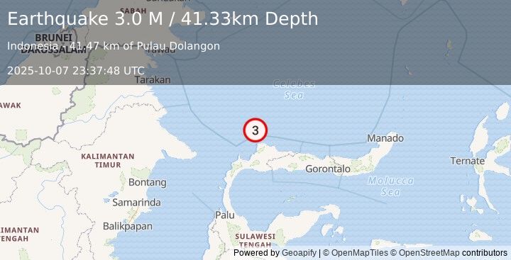 Earthquake Minahassa Peninsula, Sulawesi (3.0 M) (2025-10-07 23:37:48 UTC)