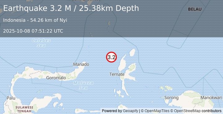 Earthquake Northern Molucca Sea (3.2 M) (2025-10-08 07:51:22 UTC)