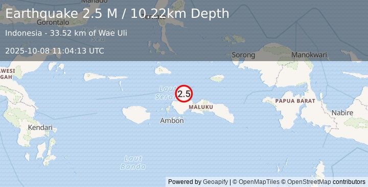 Earthquake Ceram Sea (2.5 M) (2025-10-08 11:04:13 UTC)