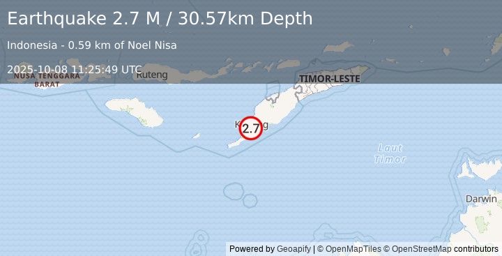 Earthquake Timor Region (2.7 M) (2025-10-08 11:25:49 UTC)