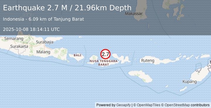 Earthquake Sumbawa Region, Indonesia (2.7 M) (2025-10-08 18:14:11 UTC)