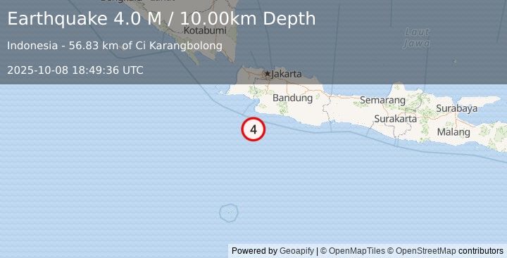 Earthquake Java, Indonesia (4.0 M) (2025-10-08 18:49:36 UTC)