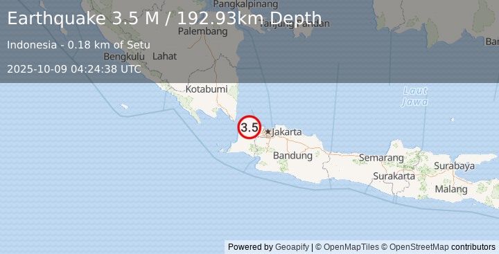 Earthquake Java, Indonesia (3.5 M) (2025-10-09 04:24:38 UTC)