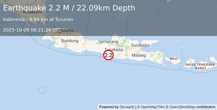 Earthquake Java, Indonesia (2.2 M) (2025-10-09 06:21:24 UTC)