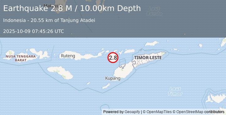 Earthquake Flores Region, Indonesia (2.8 M) (2025-10-09 07:45:26 UTC)
