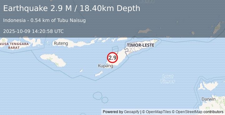 Earthquake Timor Region (2.9 M) (2025-10-09 14:20:58 UTC)