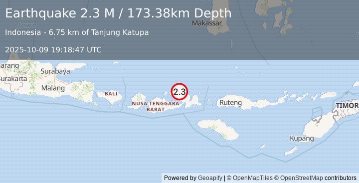 Earthquake Sumbawa Region, Indonesia (2.3 M) (2025-10-09 19:18:47 UTC)