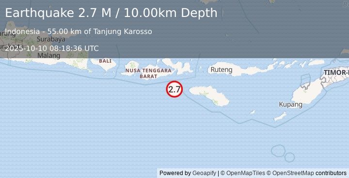 Earthquake Sumbawa Region, Indonesia (2.7 M) (2025-10-10 08:18:36 UTC)