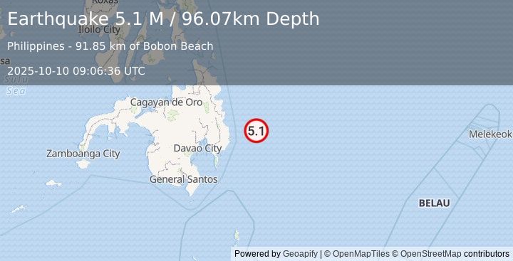 Earthquake Philippine Islands Region (5.0 M) (2025-10-10 09:06:43 UTC)