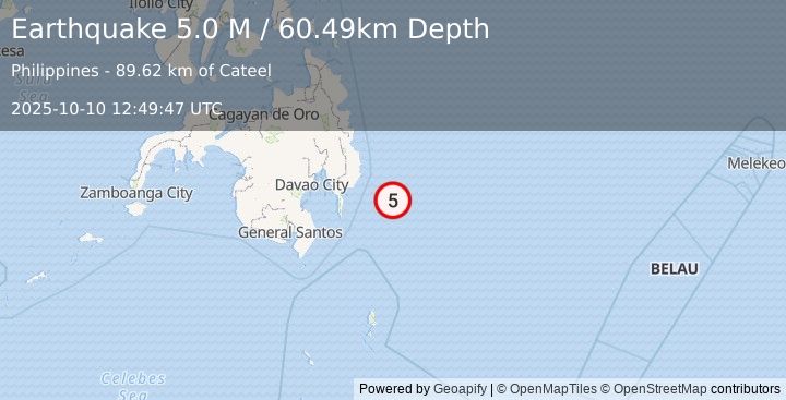 Earthquake Philippine Islands Region (5.0 M) (2025-10-10 12:49:47 UTC)
