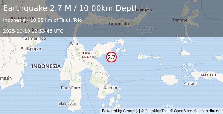 Earthquake Sulawesi, Indonesia (2.7 M) (2025-10-10 13:53:46 UTC)