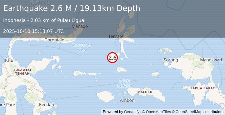 Earthquake Halmahera, Indonesia (2.6 M) (2025-10-10 15:13:07 UTC)