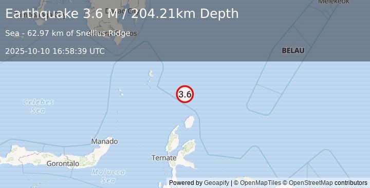 Earthquake Northern Molucca Sea (3.0 M) (2025-10-10 16:58:57 UTC)