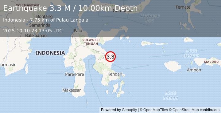 Earthquake Sulawesi, Indonesia (3.3 M) (2025-10-10 23:13:04 UTC)