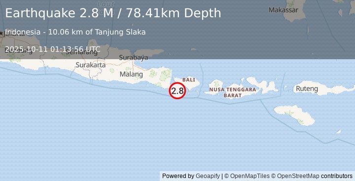 Earthquake Bali Region, Indonesia (2.8 M) (2025-10-11 01:13:56 UTC)