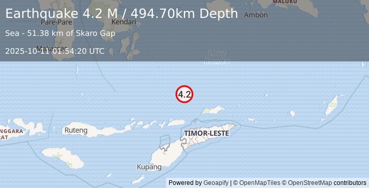 Earthquake Banda Sea (4.2 M) (2025-10-11 01:54:18 UTC)