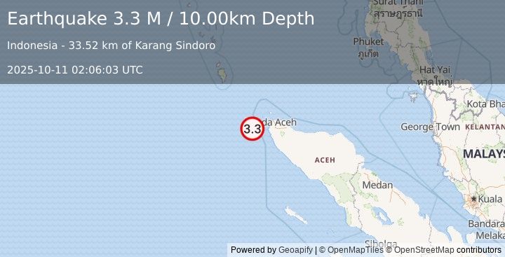 Earthquake Northern Sumatra, Indonesia (3.6 M) (2025-10-11 02:06:01 UTC)