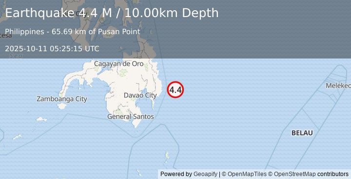 Earthquake Philippine Islands Region (4.3 M) (2025-10-11 05:25:17 UTC)