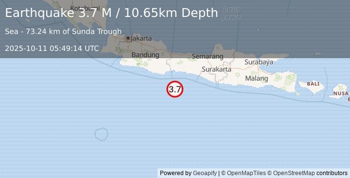 Earthquake Java, Indonesia (3.7 M) (2025-10-11 05:49:14 UTC)