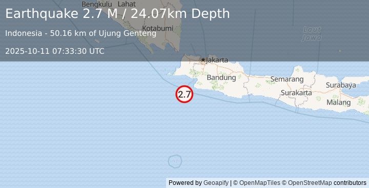 Earthquake Java, Indonesia (2.7 M) (2025-10-11 07:33:30 UTC)