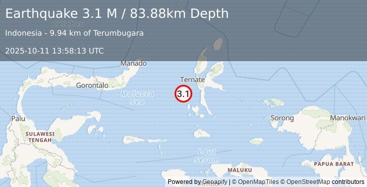 Earthquake Northern Molucca Sea (3.1 M) (2025-10-11 13:58:13 UTC)