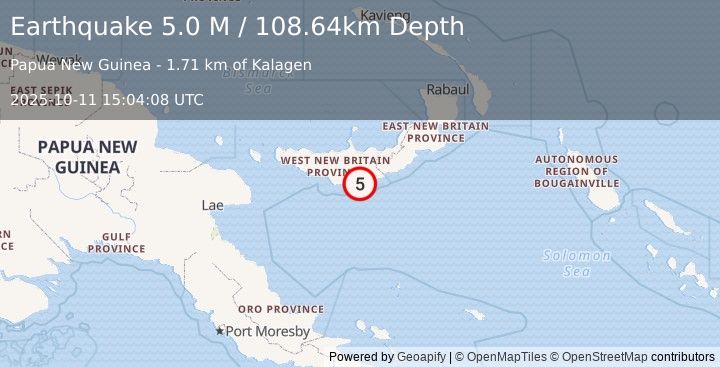 Earthquake New Britain Region, Papua New Guinea (5.0 M) (2025-10-11 15:04:08 UTC)