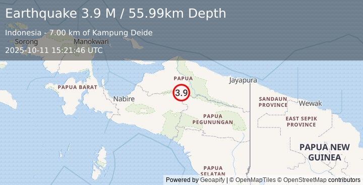 Earthquake West Papua, Indonesia (3.9 M) (2025-10-11 15:21:46 UTC)
