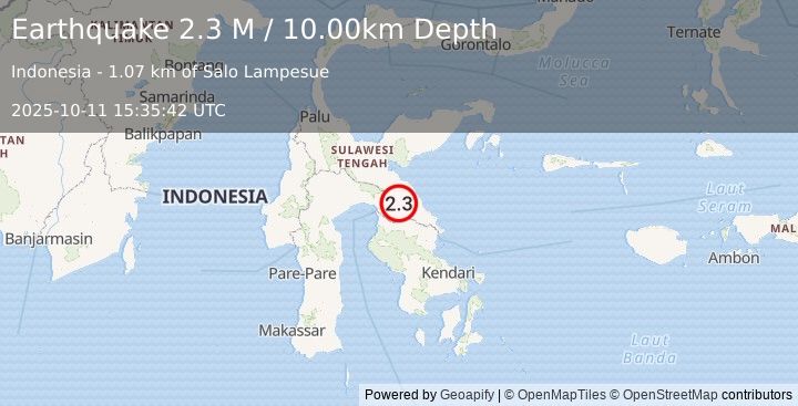 Earthquake Sulawesi, Indonesia (2.3 M) (2025-10-11 15:35:42 UTC)