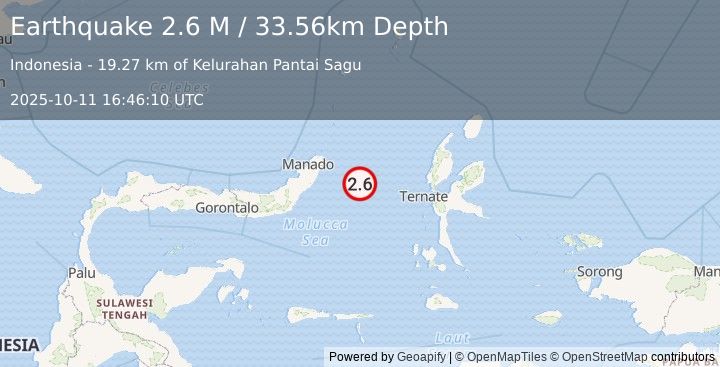 Earthquake Northern Molucca Sea (2.6 M) (2025-10-11 16:46:10 UTC)