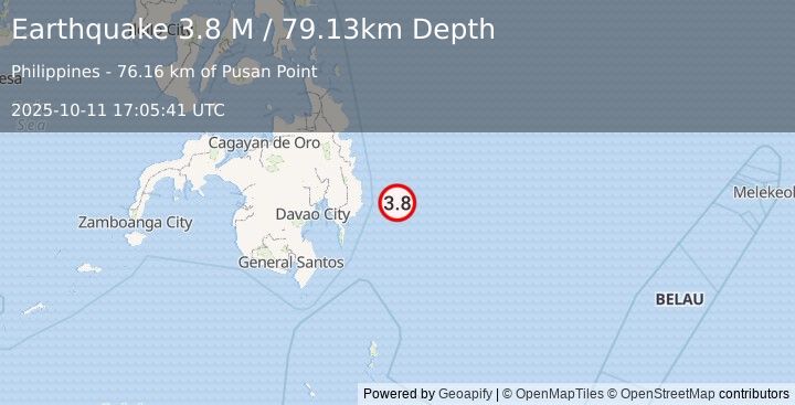 Earthquake Philippine Islands Region (3.8 M) (2025-10-11 17:05:41 UTC)