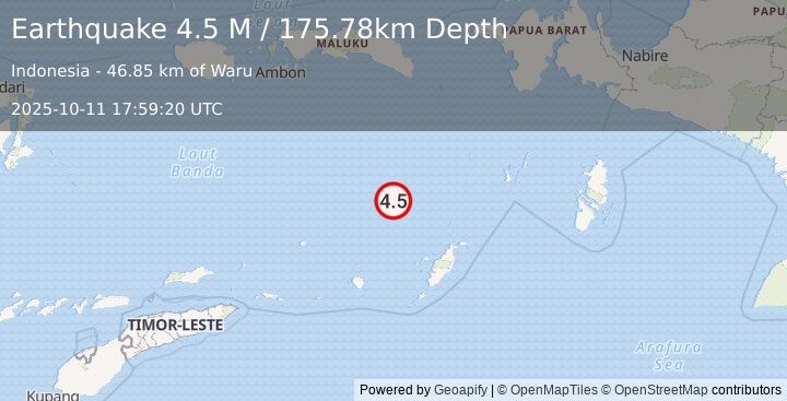 Earthquake Banda Sea (4.5 M) (2025-10-11 17:59:20 UTC)