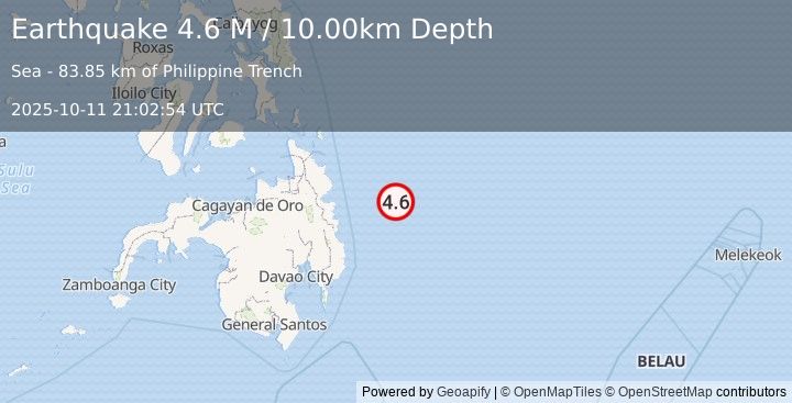 Earthquake Philippine Islands Region (4.4 M) (2025-10-11 21:03:07 UTC)