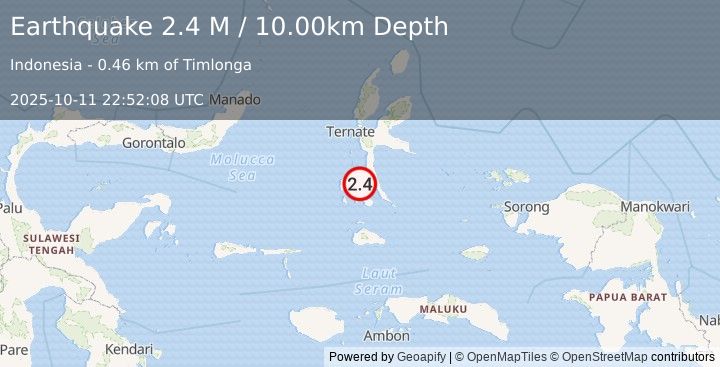 Earthquake Halmahera, Indonesia (2.4 M) (2025-10-11 22:52:08 UTC)