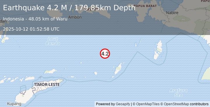 Earthquake Banda Sea (4.2 M) (2025-10-12 01:52:58 UTC)