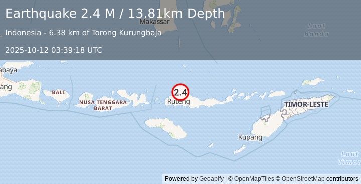Earthquake Flores Region, Indonesia (2.4 M) (2025-10-12 03:39:18 UTC)