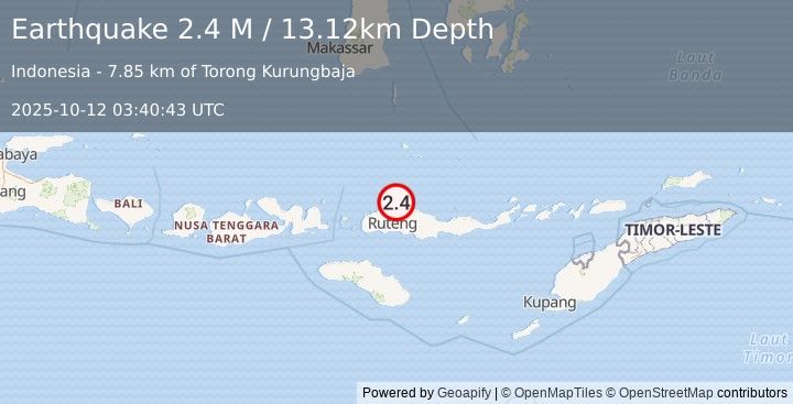Earthquake Flores Region, Indonesia (2.4 M) (2025-10-12 03:40:43 UTC)